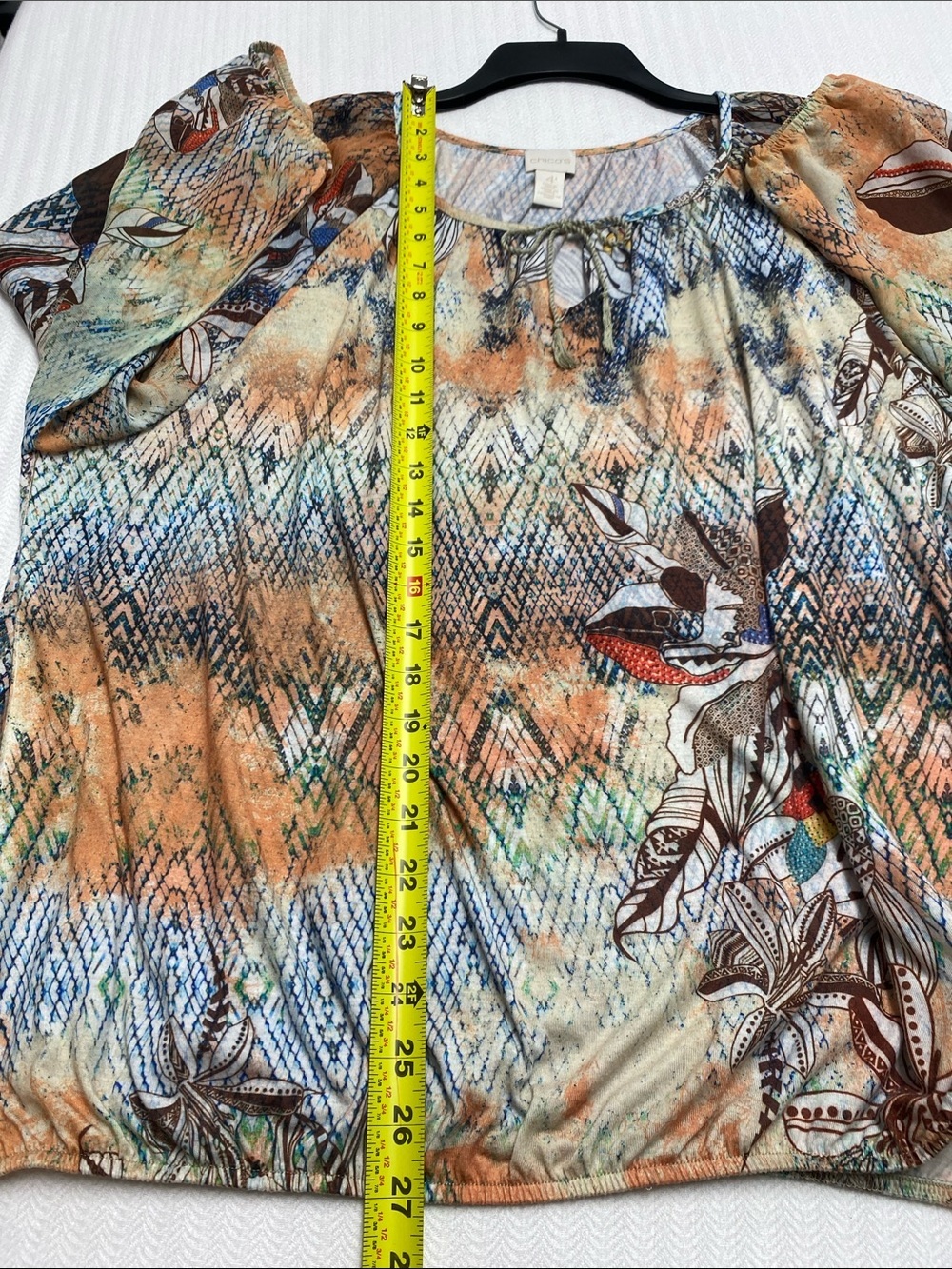 Chico's Boho Floral Peasant Blouse Festival Flowy Feminine Chic Size 16-18 (4) - Picture 9 of 11